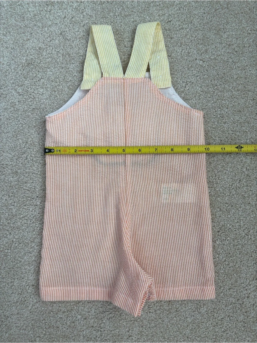 Pair of seersucker basketball themed infant rompers, size 3-6mo